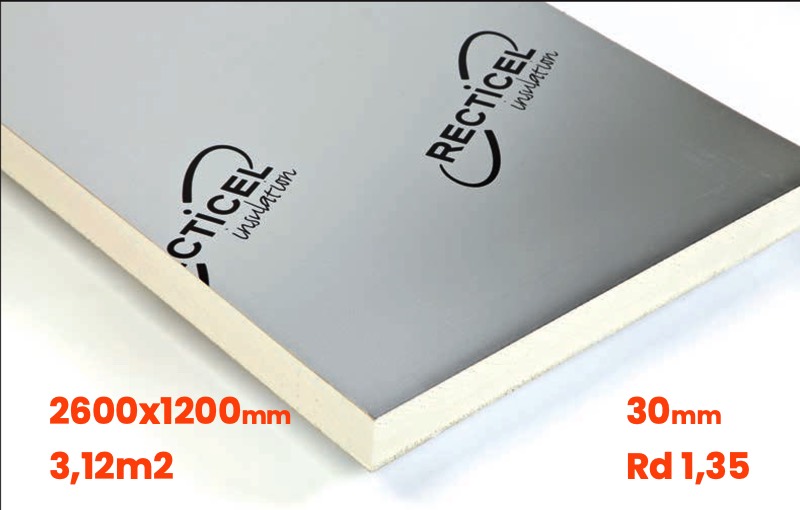 30MM PIR (Rd 1,35) Recticel Eurothane 2600x1200mm isolatieplaat (3,12m2)