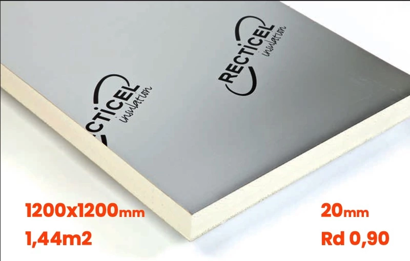 20MM PIR (Rd 0,90) Recticel Eurofloor 1200x1200mm isolatieplaat (1,44m2)