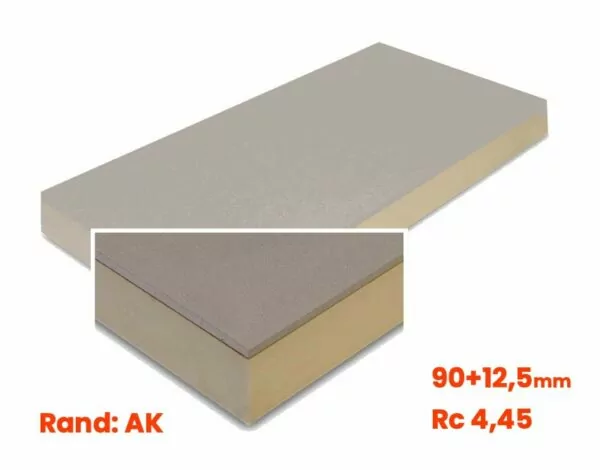 Gips met PIR isolatieplaat 2600x600x12,5 + 90mm PIR (1,56m2) | Rc 4,45
